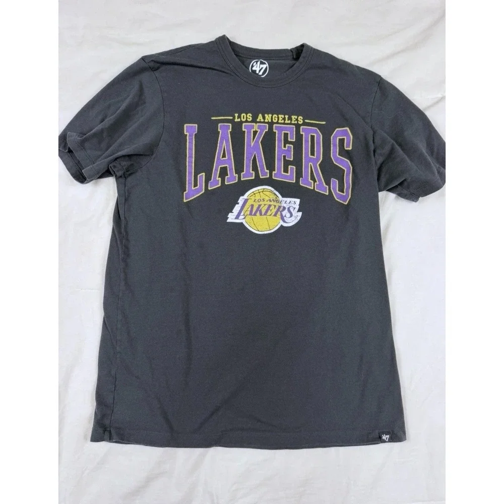 47 Brand Los Angeles Lakers Cotton Graphic T Shirt Mens Small Black | Streetwear